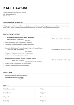 Maintenance Foreman Resume Sample - Background.webp